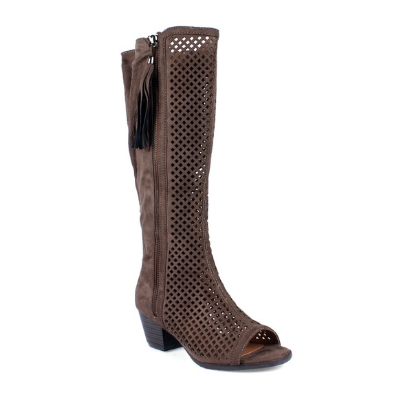 Nature Breeze Shoes - Cresta-02 Peep toe Women's Perforated Boots Nature Breeze Shoes - Cresta-02 Peep toe Women's Perforated Boots